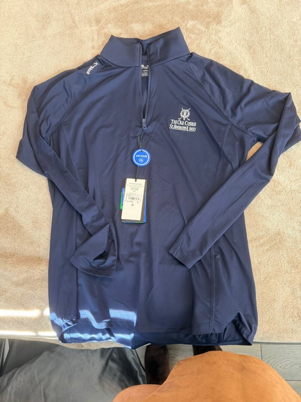 RLX Ralph Lauren Womens Quarter Zip Pullover Navy Size M NWT St Andrews Old Cour